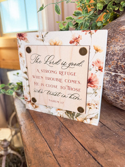 Nahum 1:7 Bible Verse Scripture Mini Block