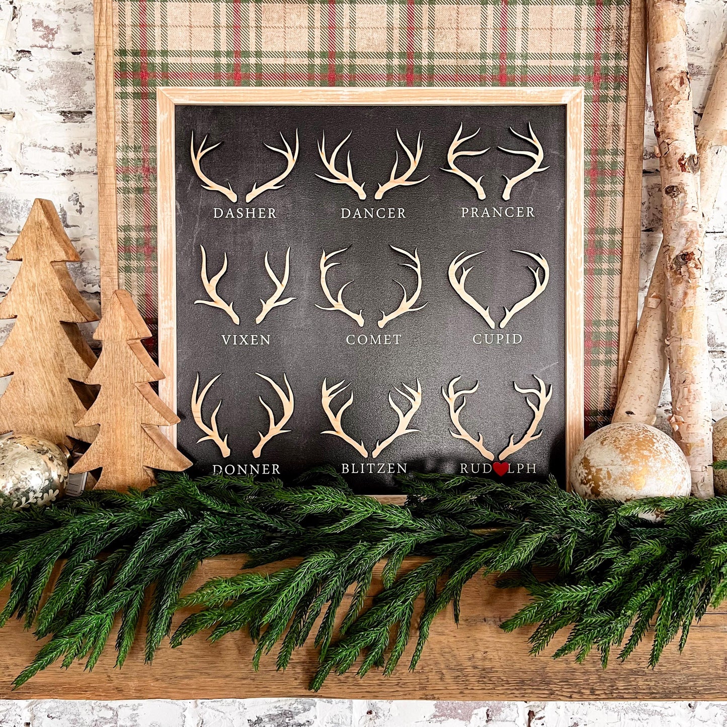 Reindeer Names Christmas Wood Sign