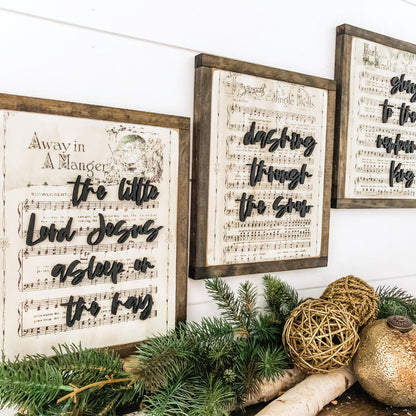 Vintage Christmas Carols Laser Cut Wood Sign