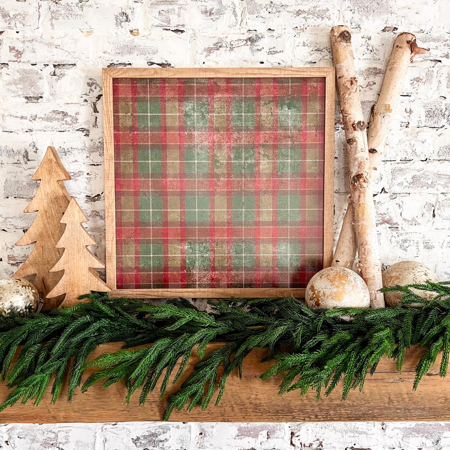 Vintage Plaid Background Layering Sign