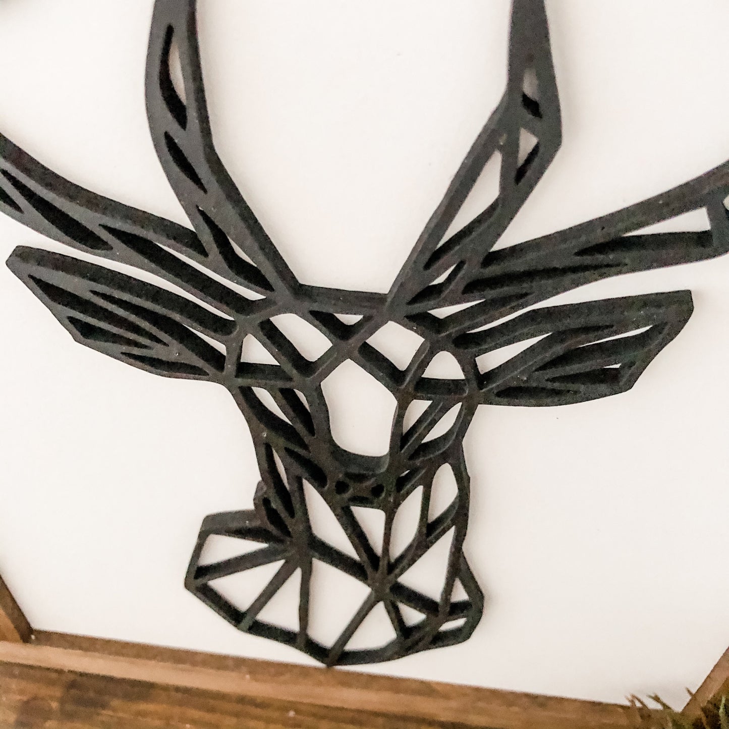 Geometric Deer Head Laser Cut Wood Sign