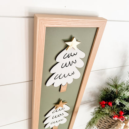 Whimsical Christmas Trees Skinny Laser Cut Sign