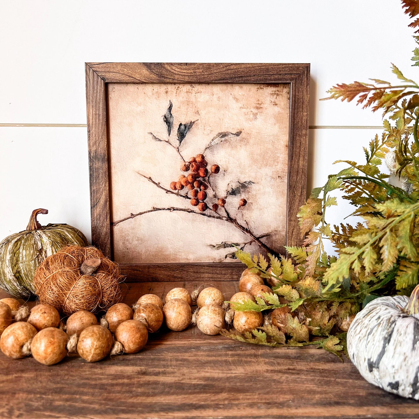 Rustic Twig & Berries Wood Sign