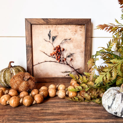 Rustic Twig & Berries Wood Sign