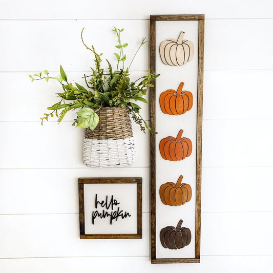 Ombre Orange Pumpkins Skinny Sign