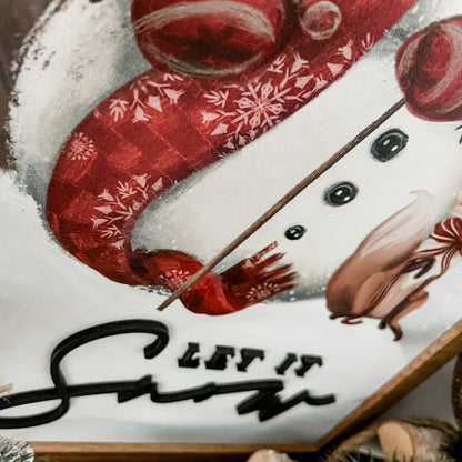 Let It Snow Snowman Christmas Wood Sign