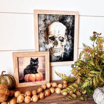 Halloween Skull Wood Sign