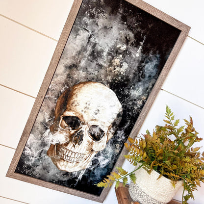 Halloween Skull Wood Sign
