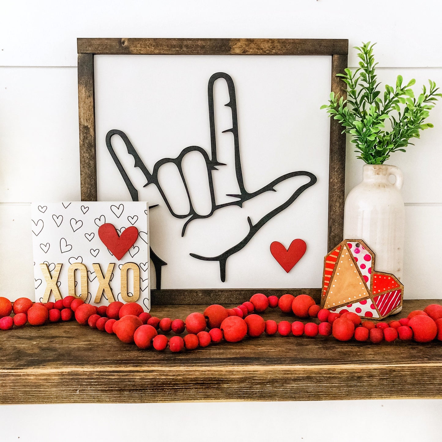I Love You Hand Wood Sign