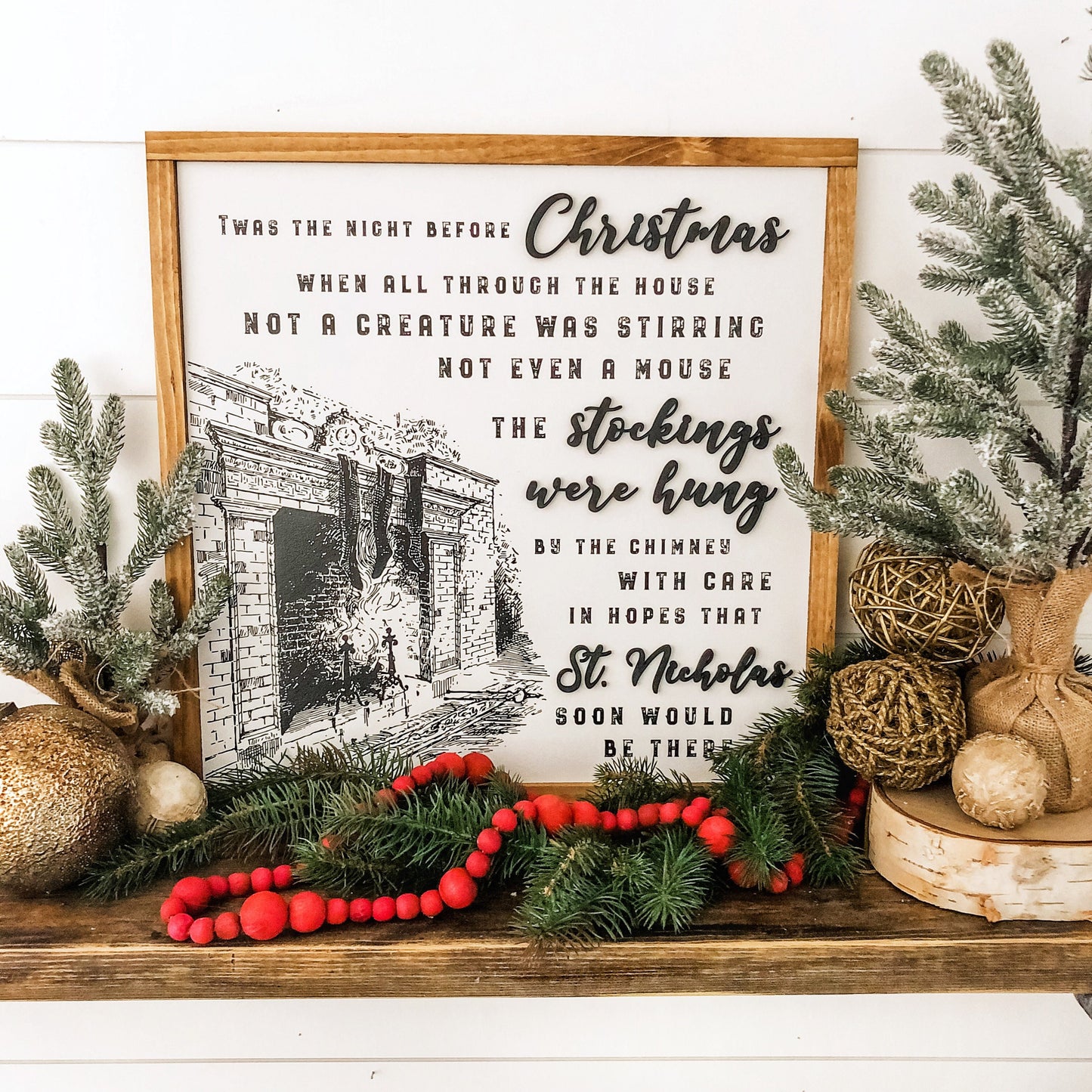 Night Before Christmas Quote Wood Sign