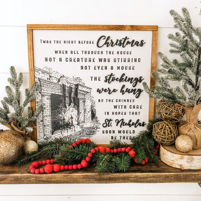 Night Before Christmas Quote Wood Sign