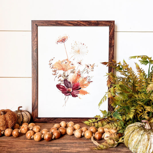Burgundy Fall Floral Wood Sign