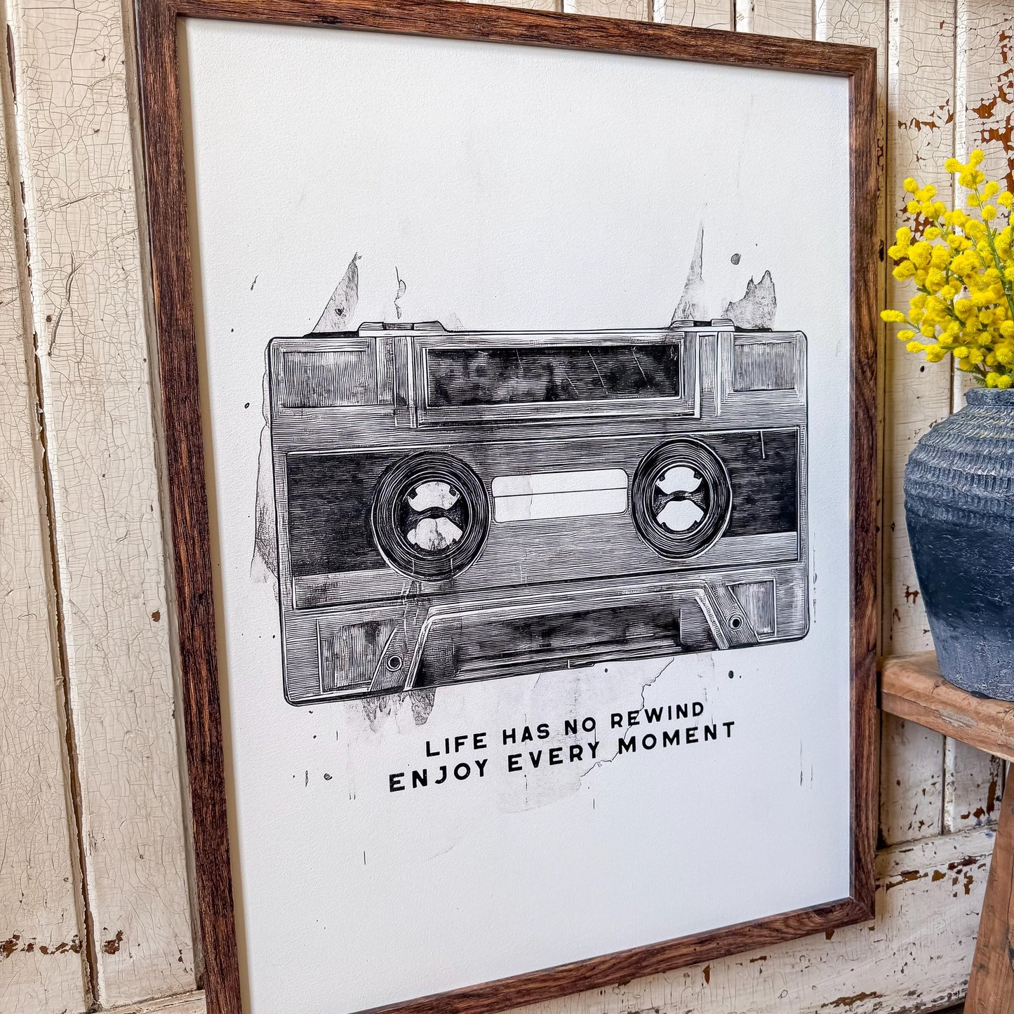 Life Has No Rewind Retro Cassette Tape Wall Art