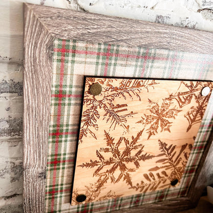 Etched Snowflake with Plaid Background Sign