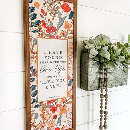 Love Life Inspirational Quote Wood Sign