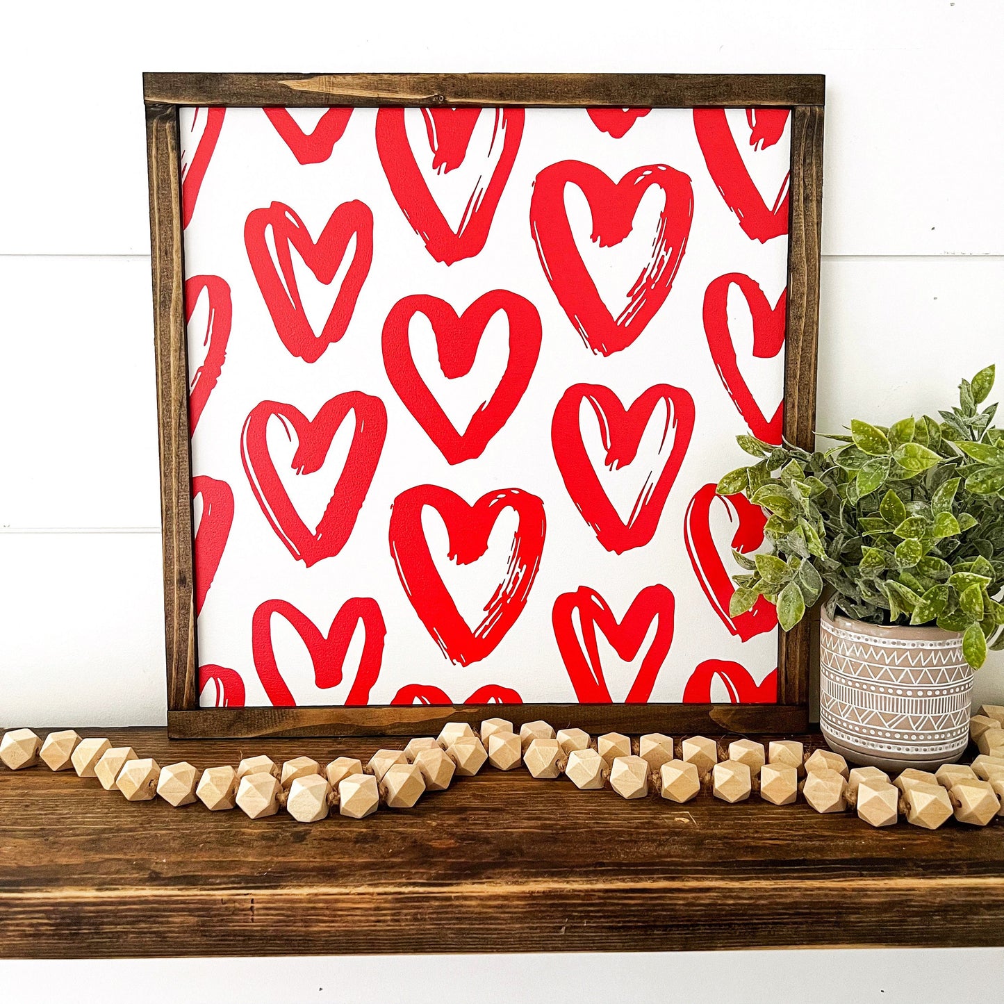 Valentine Chunky Hearts Wood Sign Sign