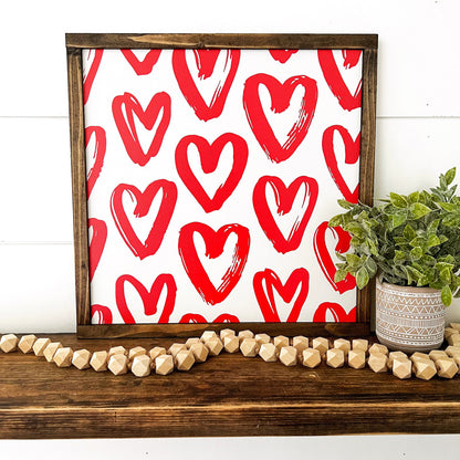 Valentine Chunky Hearts Wood Sign Sign