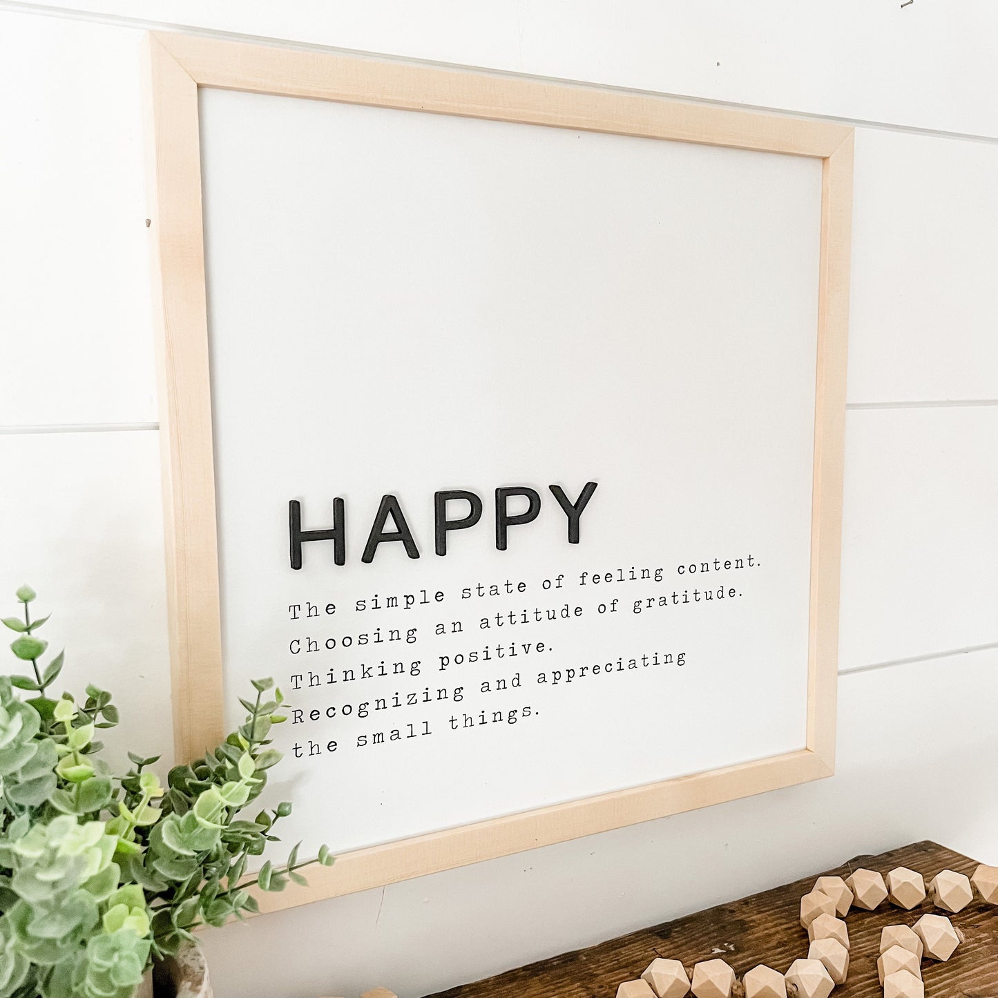 Happy Definition Wood Sign