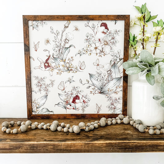 Vintage Rabbit Floral Background Layering Sign