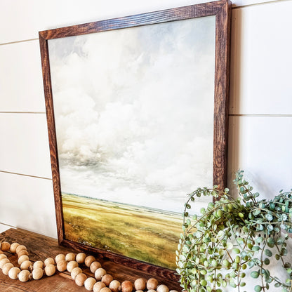 Countryside Clouds Painting Wood Sign