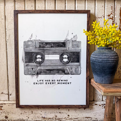 Life Has No Rewind Retro Cassette Tape Wall Art