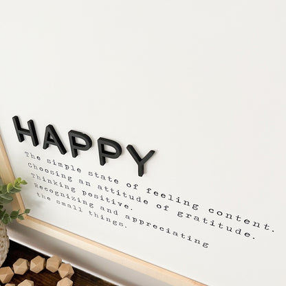 Happy Definition Wood Sign