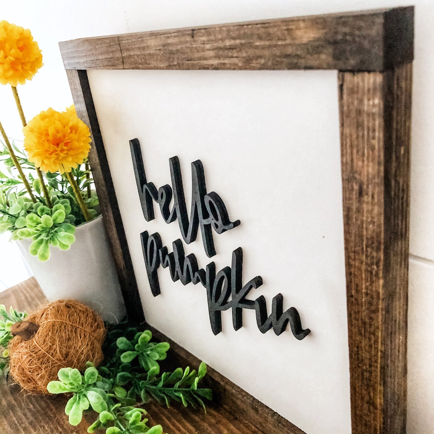 Hello Pumpkin Fall Wood Sign