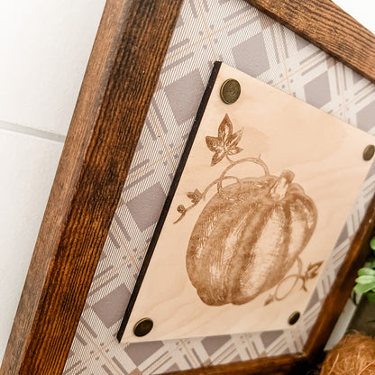 Etched Pumpkin Fall Wood Sign