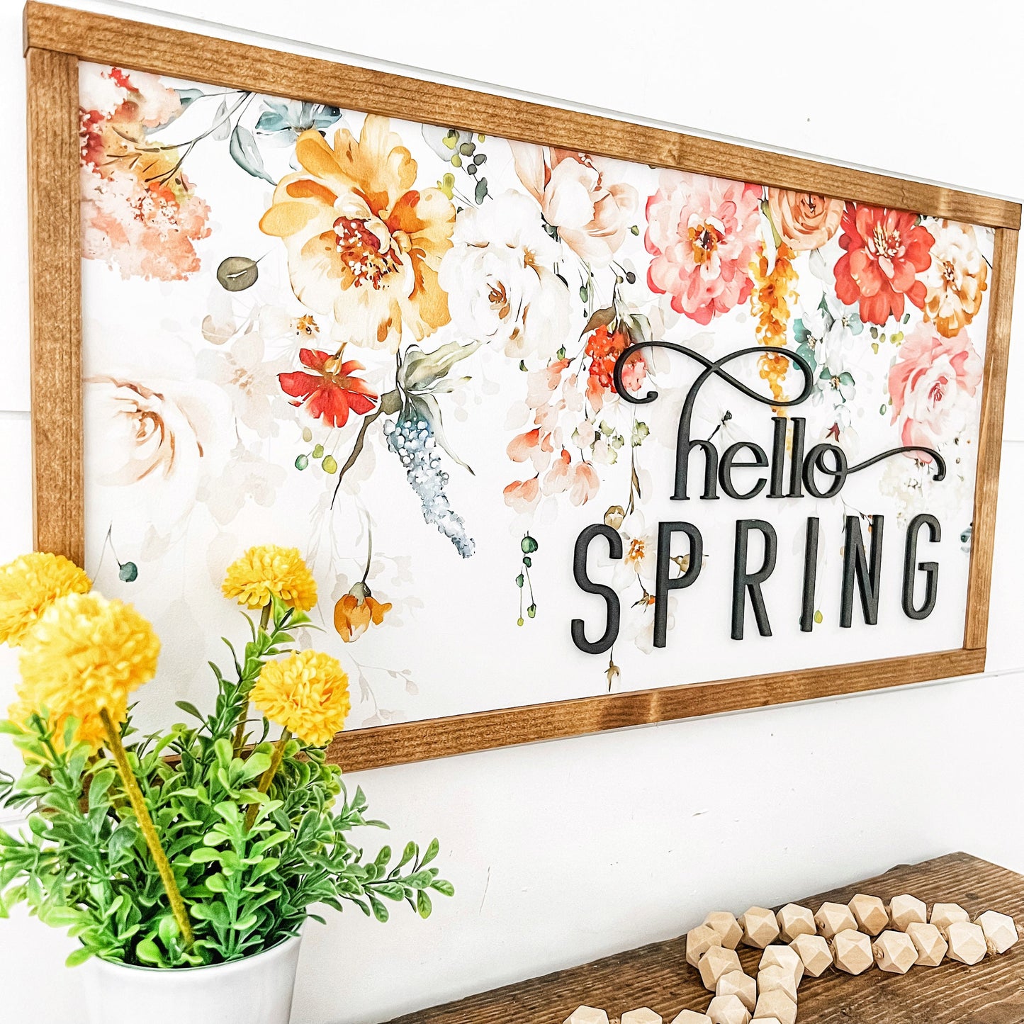 Hello Spring Wood Sign