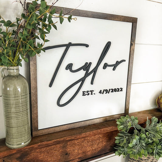 Custom Last Name Sign - Square Size