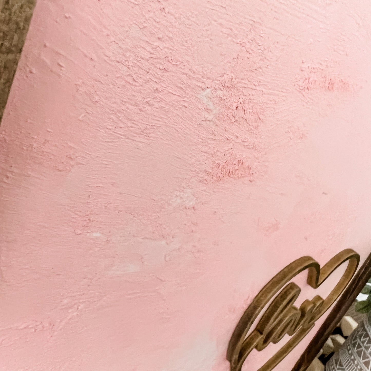 Pink Love Heart Textured Wood Sign