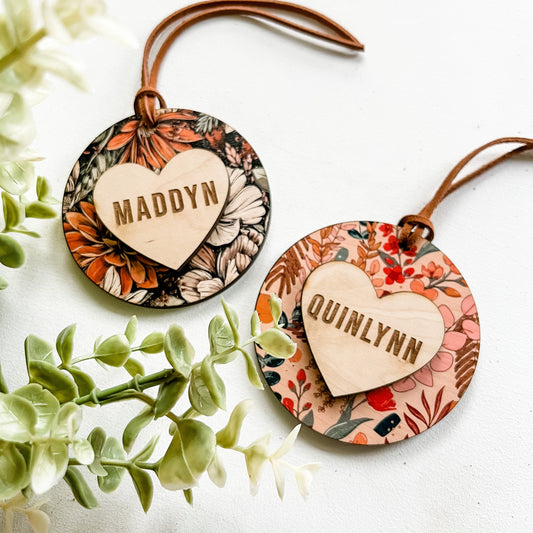 Personalized Heart Wood Tags