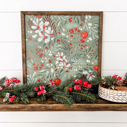 Winter Berry Christmas Floral Layering Sign
