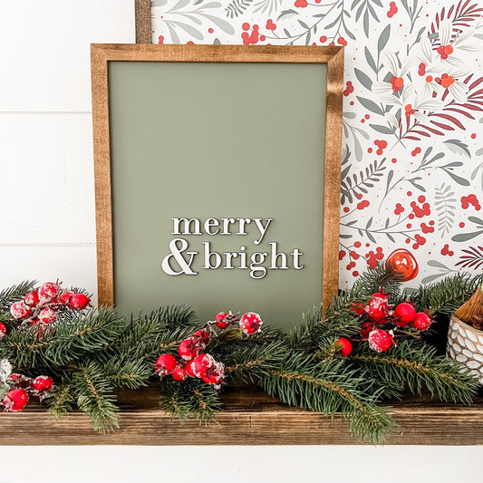 Merry & Bright Christmas Sign