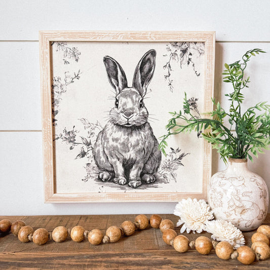 Neutral Vintage Rabbit Art Print