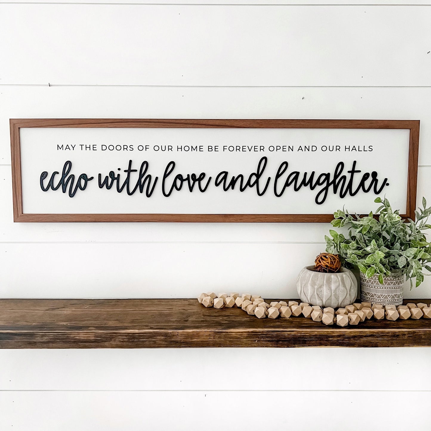Doors of Home, Echo Love & Laughter Wood Sign