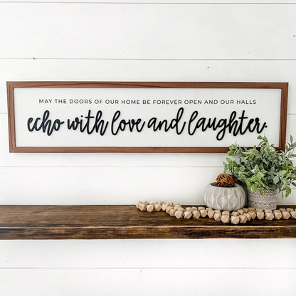 Doors of Home, Echo Love & Laughter Wood Sign