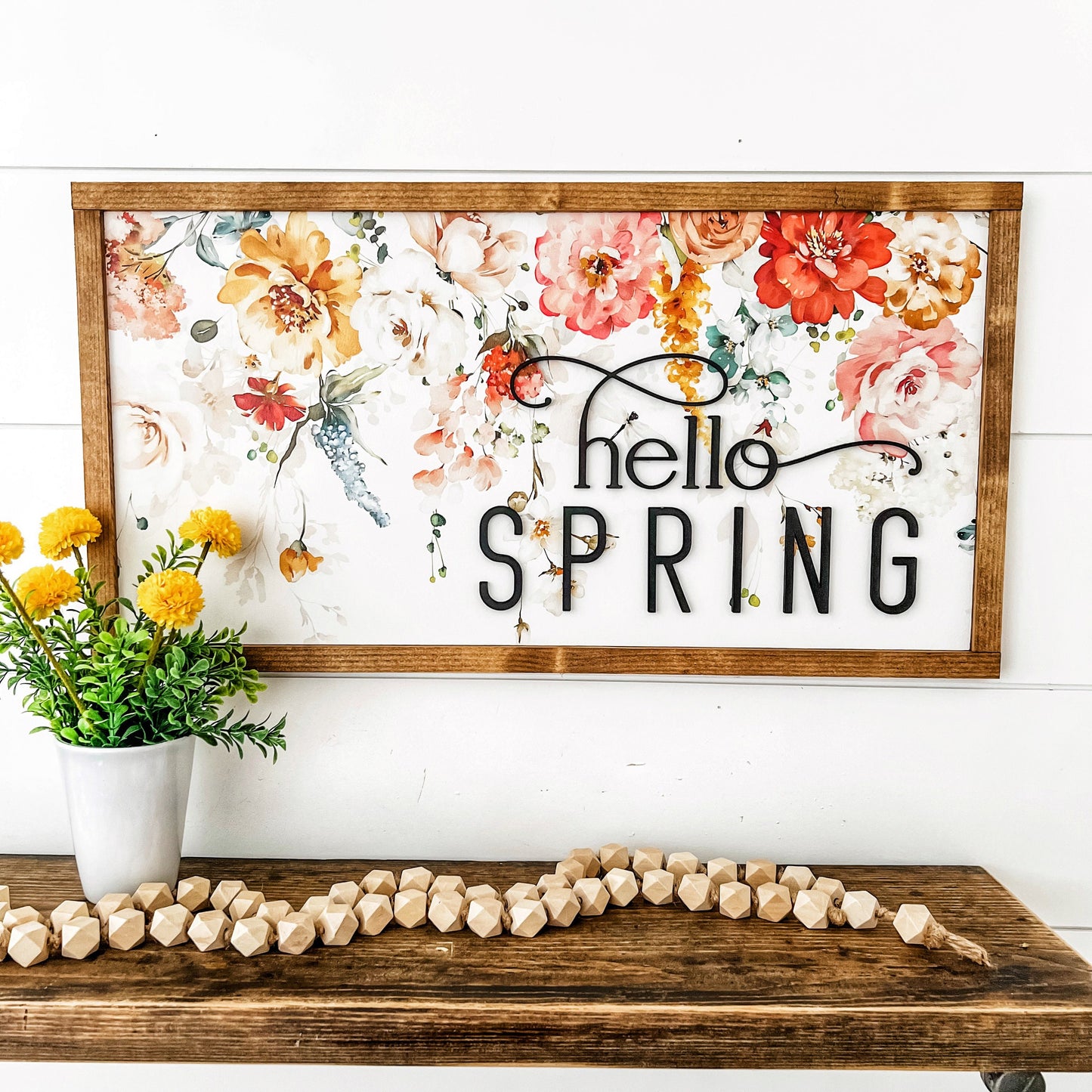 Hello Spring Wood Sign