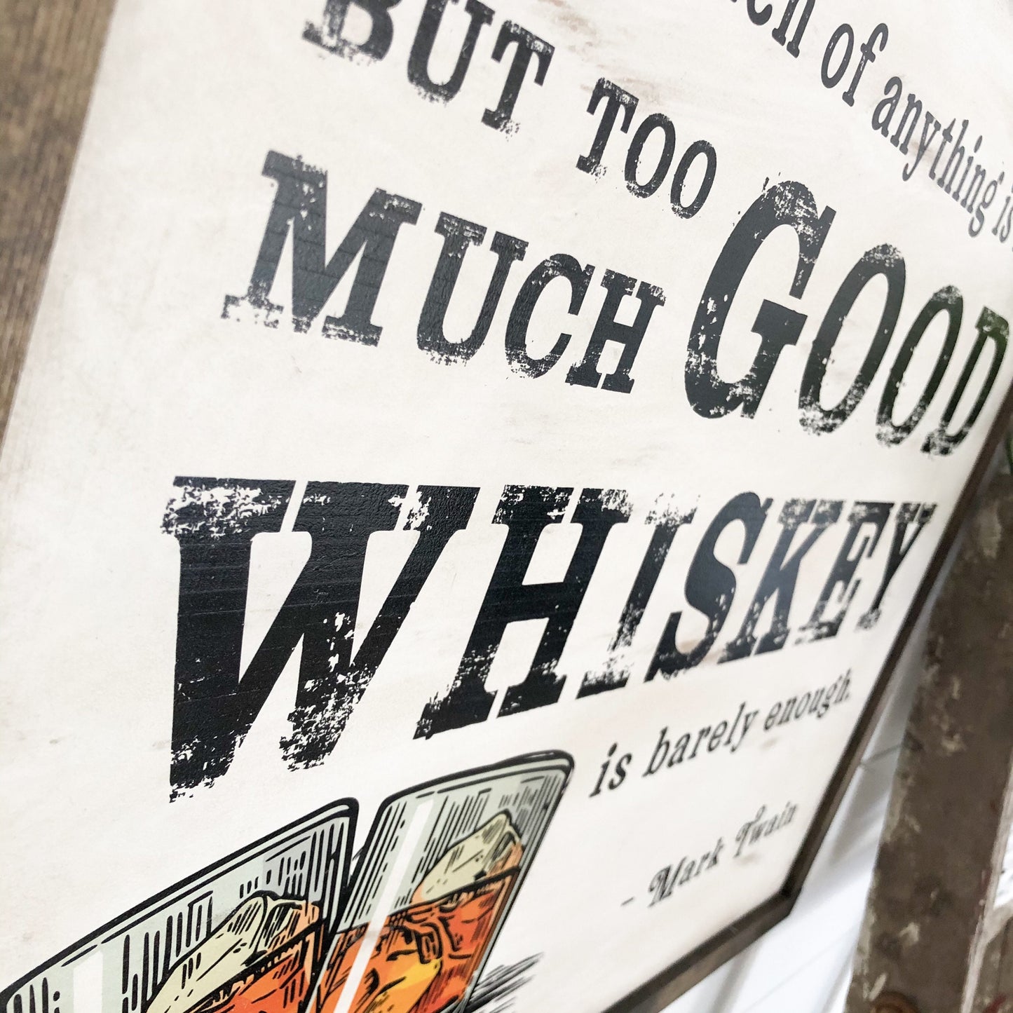 Mark Twain Good Whiskey Bar Sign