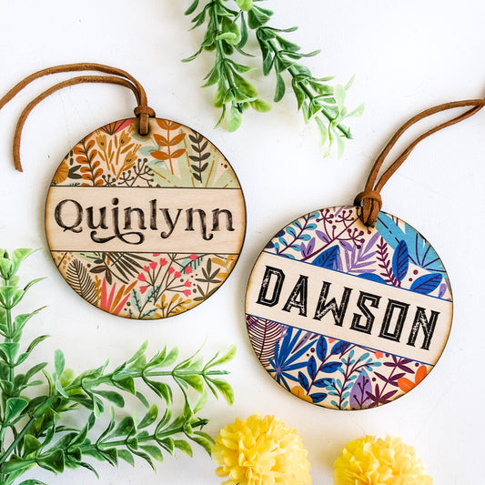 Personalized Bright Floral Name Tag