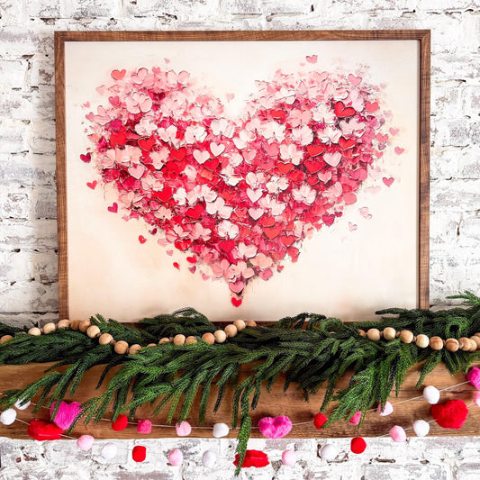 Little Pink Hearts-Big Heart Valentines Day Sign