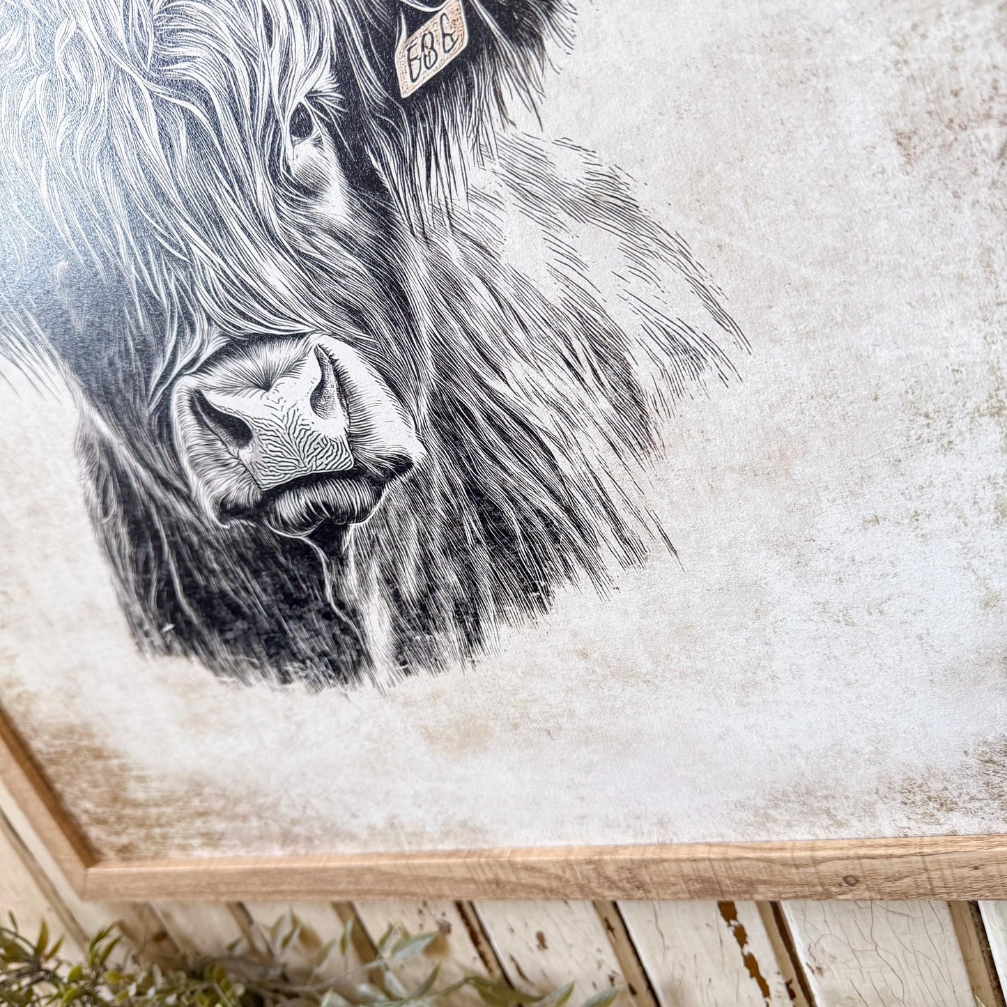 Neutral Vintage Highland Cow Art Print