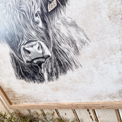 Neutral Vintage Highland Cow Art Print