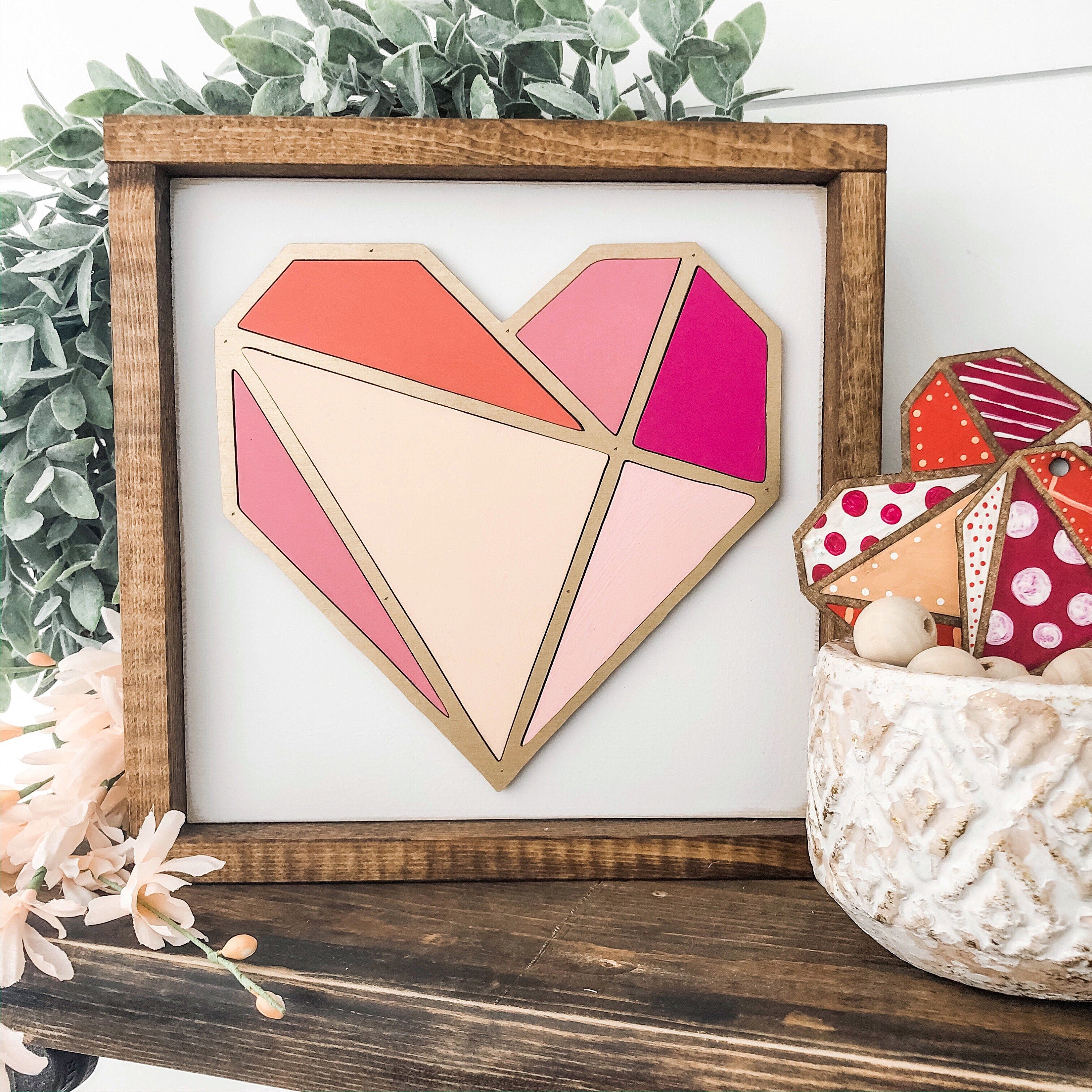 Geometric Pink Heart Sign – WillowBee Signs