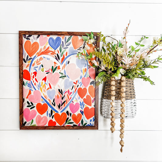Colorful Hearts Valentines Day Wood Sign