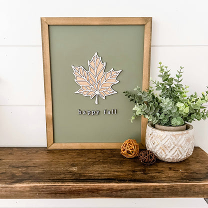 Happy Fall Leaf Wood Sign