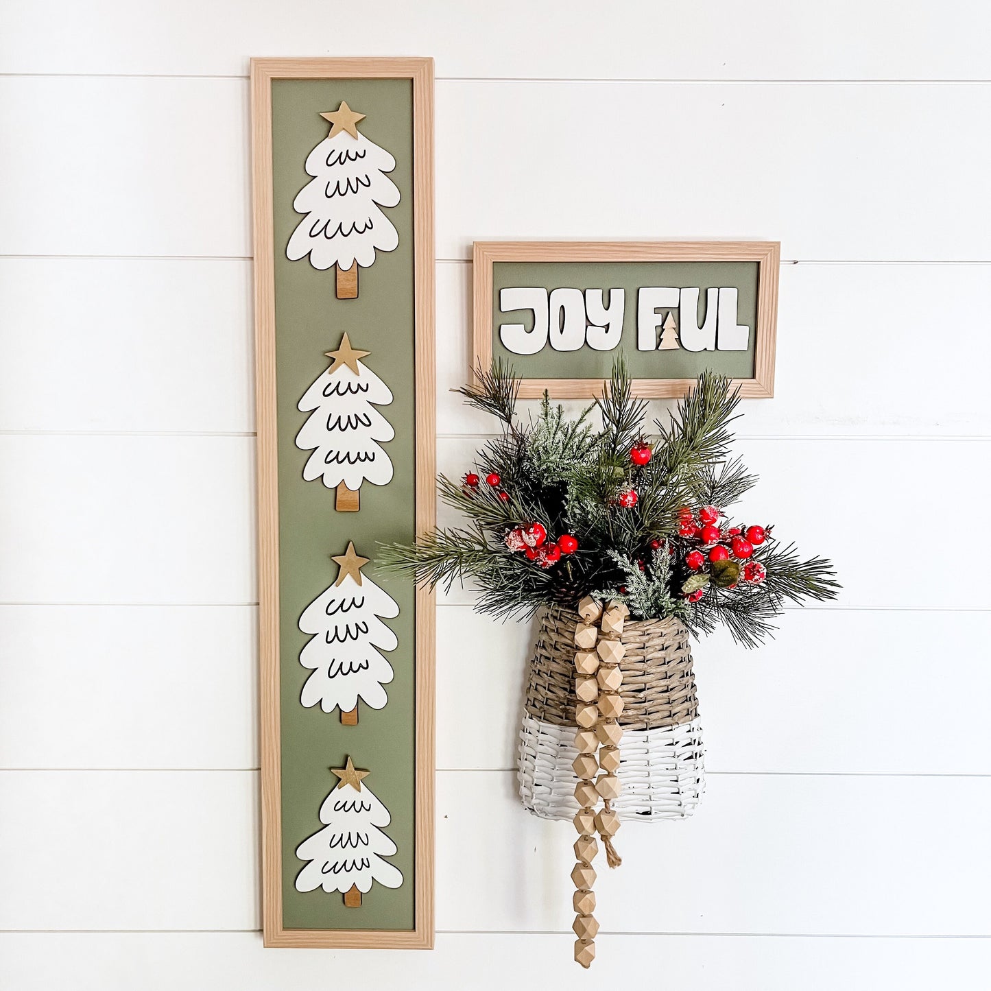 Whimsical Christmas Trees Skinny Laser Cut Sign