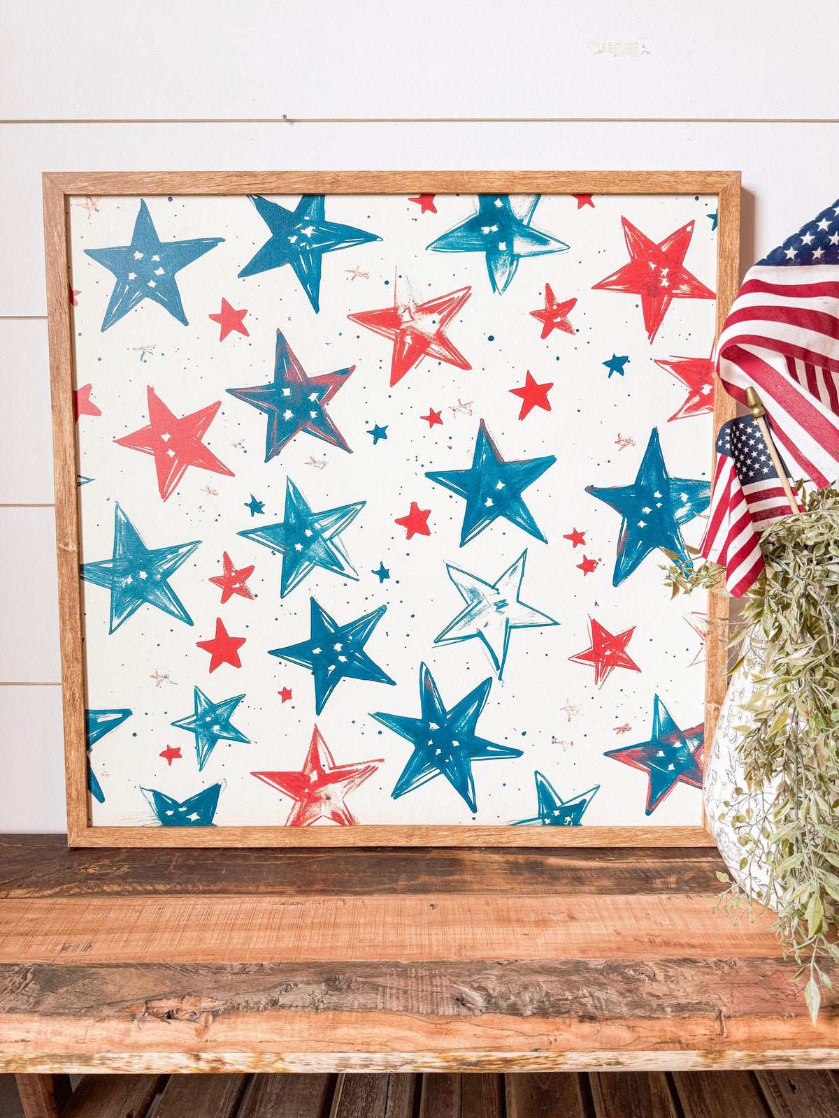 Red, White and Blue Stars Layering Sign