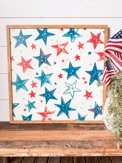 Red, White and Blue Stars Layering Sign