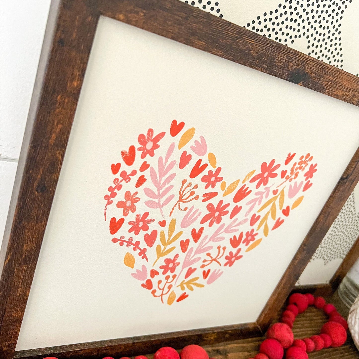 Flower Heart Wood Sign
